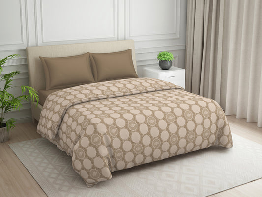 Ornate Beige Polycotton Quilt Double Harmony - By Welspun