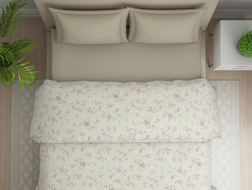 Gloral Pink Polycotton Quilt Double Harmony - By Welspun