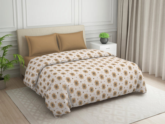 Ornate Brown Polycotton Quilt Double Harmony - By Welspun