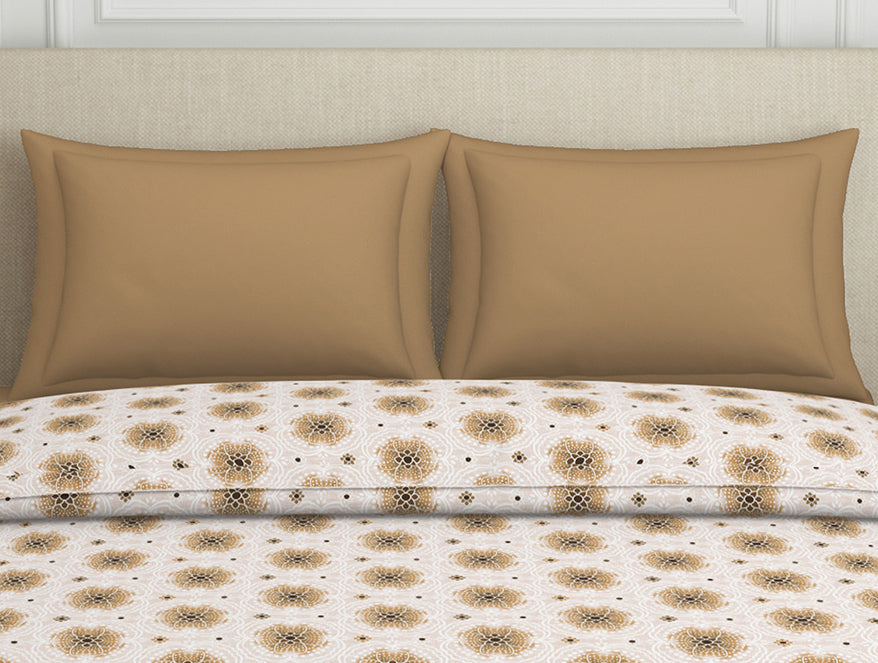 Ornate Brown Polycotton Quilt Double Harmony - By Welspun