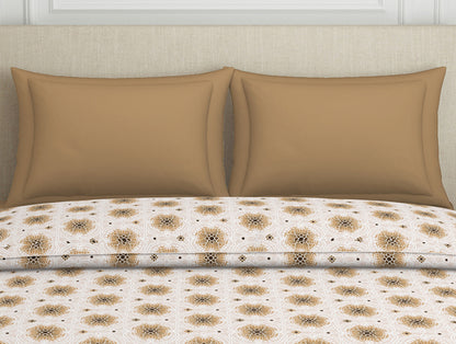 Ornate Brown Polycotton Quilt Double Harmony - By Welspun