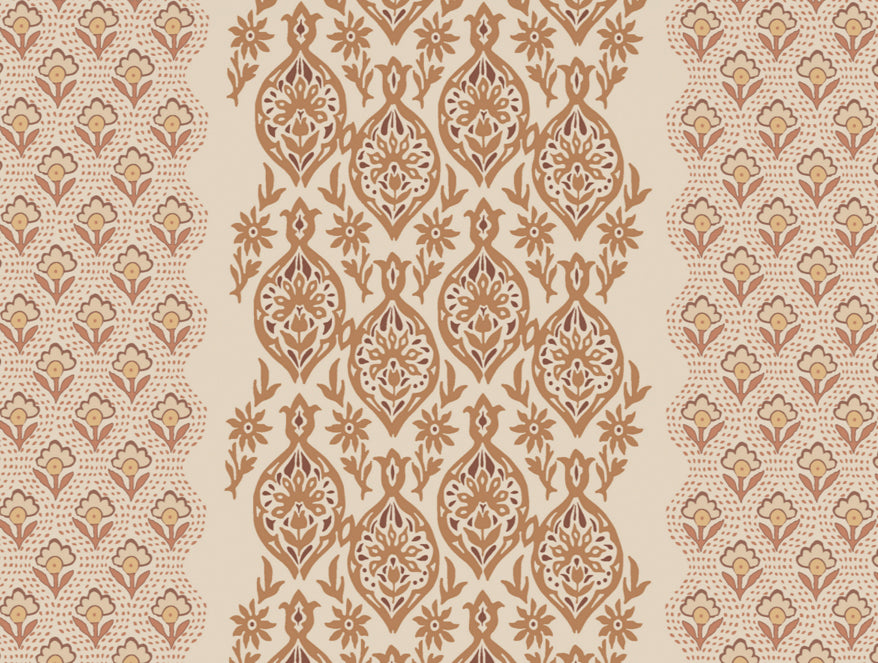 Ornate Light Brown 100% Cotton Double Bedsheet - Aurum By Spaces