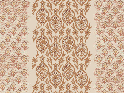Ornate Light Brown 100% Cotton Double Bedsheet - Aurum By Spaces