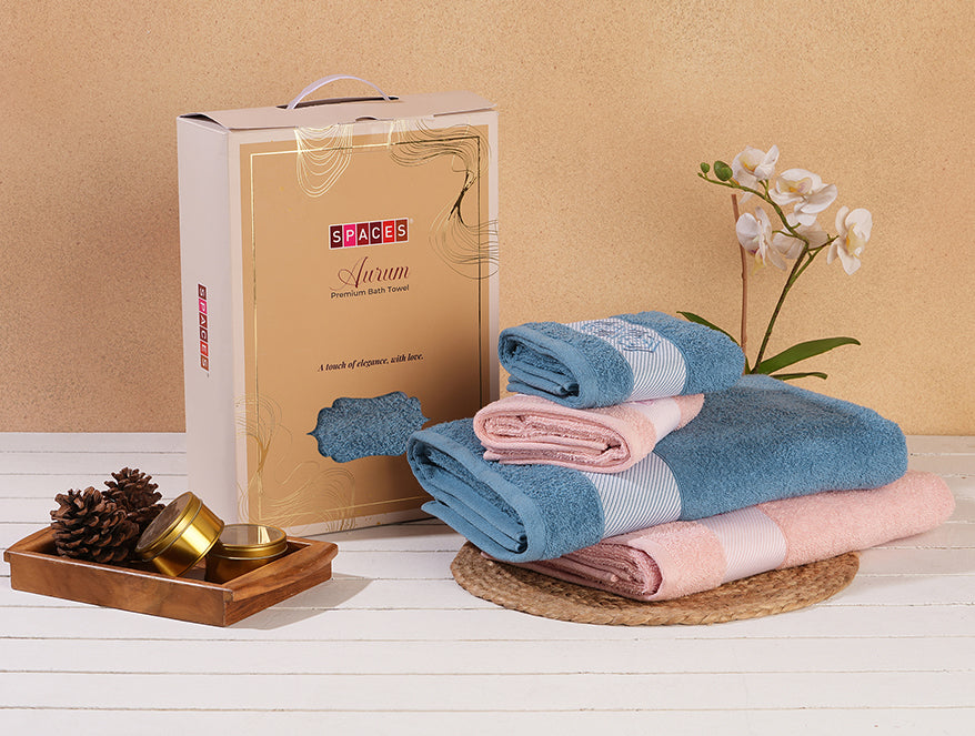 Solid Blush 100% Cotton Towel Combo - Aurum By Spaces