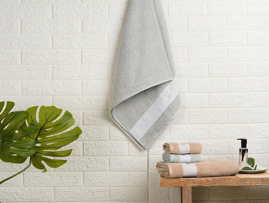 Solid Light Grey 100% Cotton Towel Combo - Aurum By Spaces