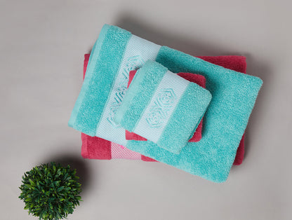 Solid Dark Pink 100% Cotton Towel Combo - Aurum By Spaces