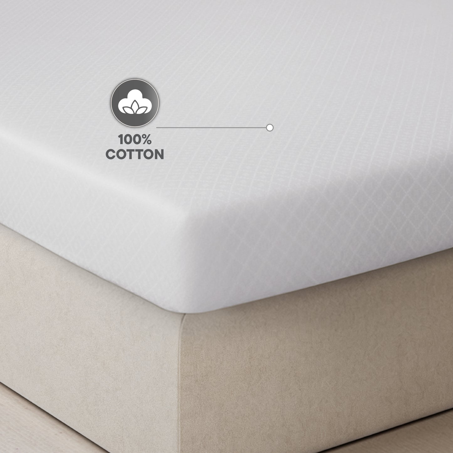 Orion 100% Cotton Fitted Queen Bedsheet, 400 TC, Solid, White