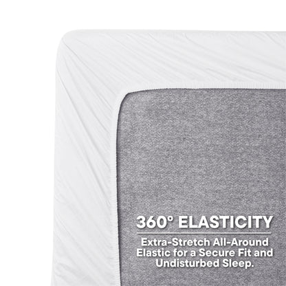 Orion 100% Cotton Fitted Queen Bedsheet, 400 TC, Solid, White