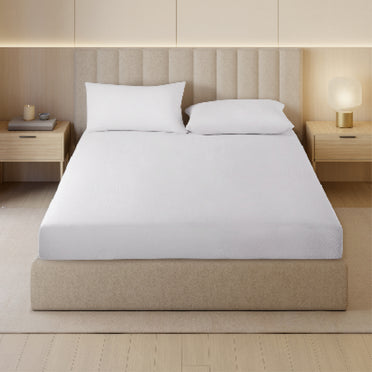 Orion 100% Cotton Fitted King Bedsheet, 400 TC, Solid, White