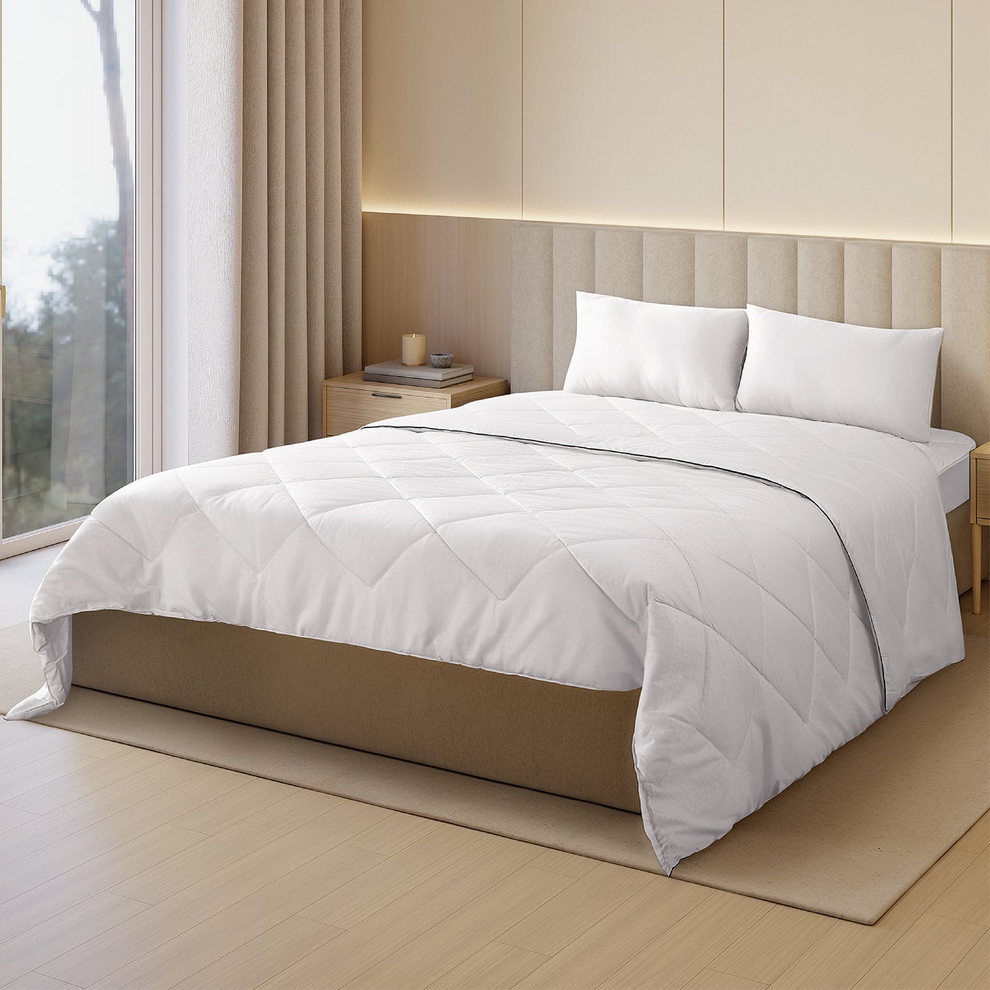 Orion 100% Cotton Double Quilt, 400 TC, Solid, White