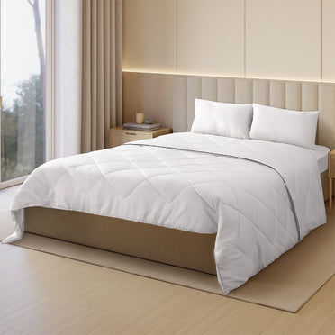 Orion 100% Cotton Double Quilt, 400 TC, Solid, White