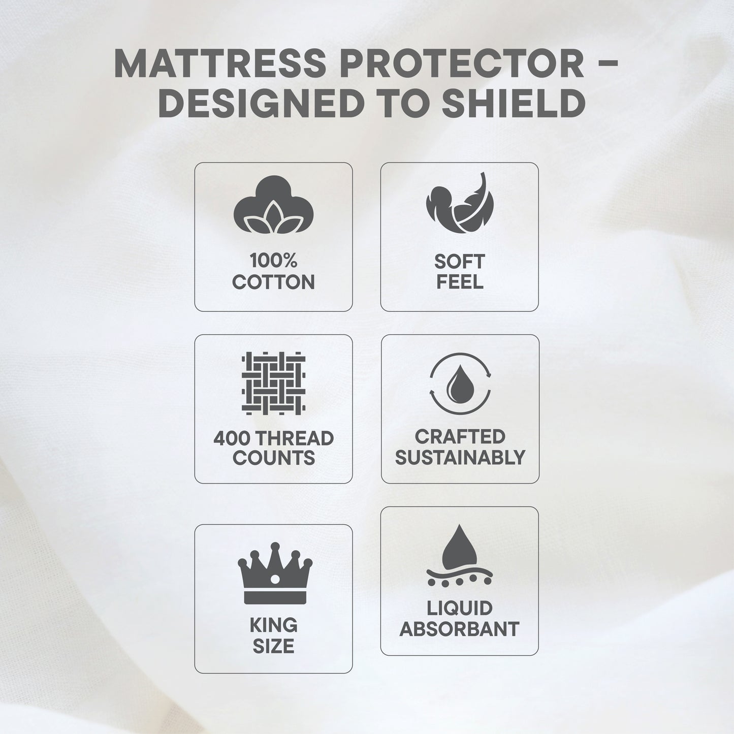 Orion 100% Cotton King Mattress Protector, 400 TC, Solid, White