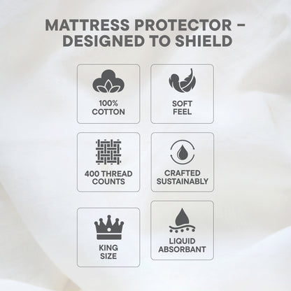 Orion 100% Cotton King Mattress Protector, 400 TC, Solid, White