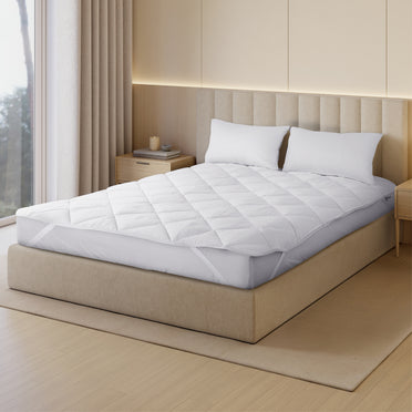 Orion 100% Cotton Queen Mattress Protector, 400 TC, Solid, White