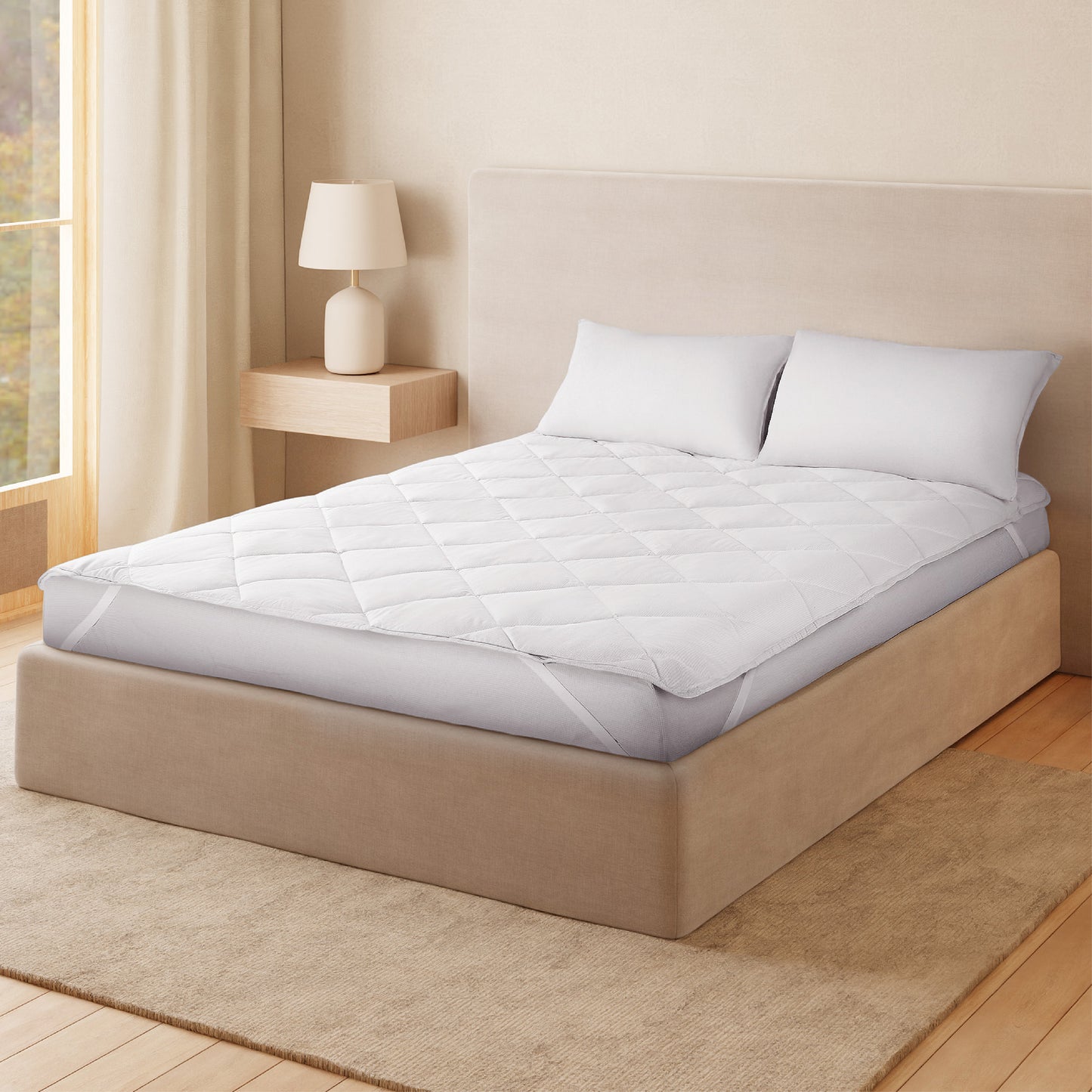 Zephyr 100% Cotton King Mattress Protector, 233 TC, Solid, White