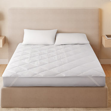 Zephyr 100% Cotton King Mattress Protector, 233 TC, Solid, White