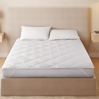 Zephyr 100% Cotton King Mattress Protector, 233 TC, Solid, White