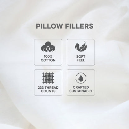 Zephyr 100% Cotton Pillow, 233 TC, Solid, White