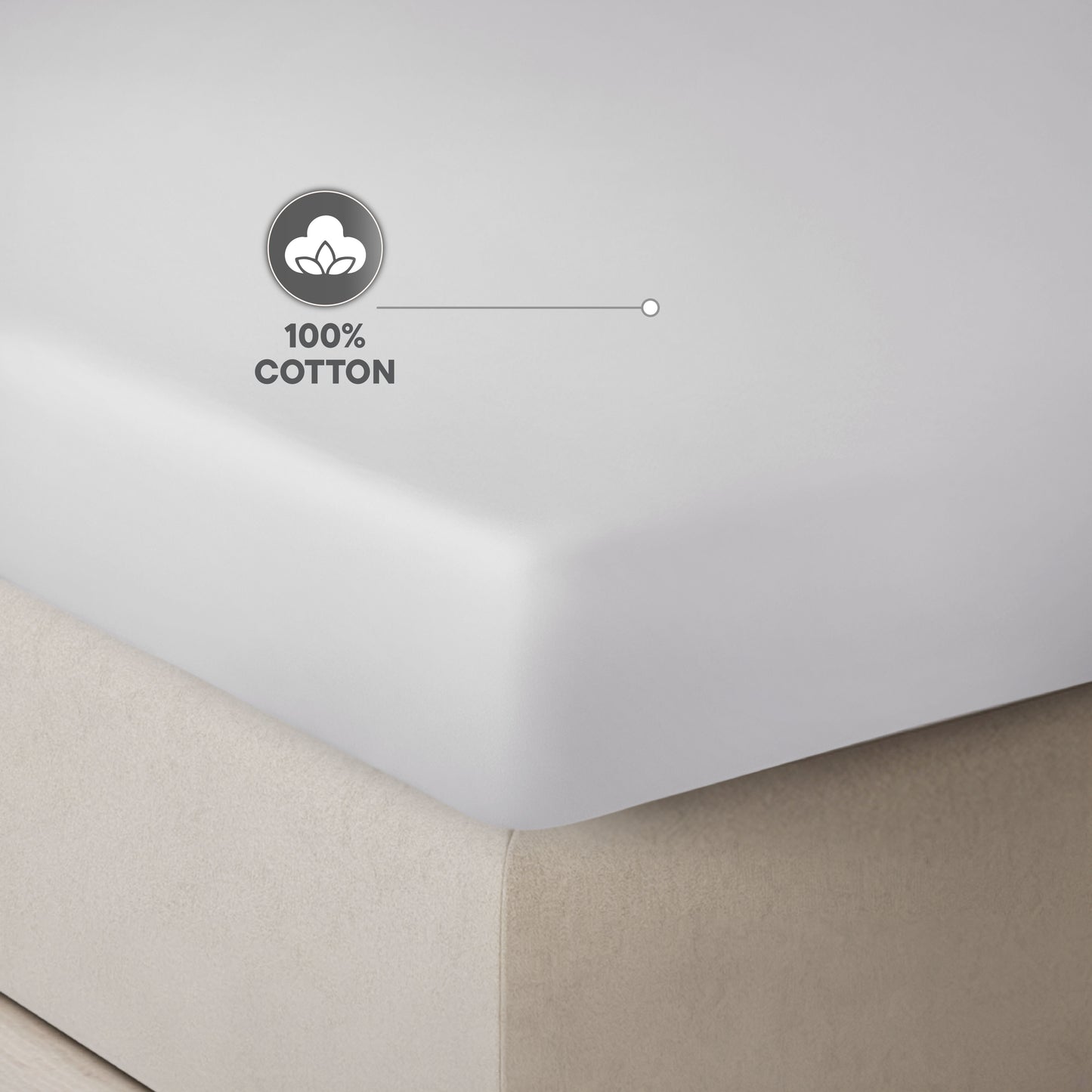 Viora Cotton Poly Fitted King Bedsheet, 220 TC, Solid, White