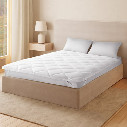 Viora Cotton Poly King Mattress Protector, 220 TC, Solid, White