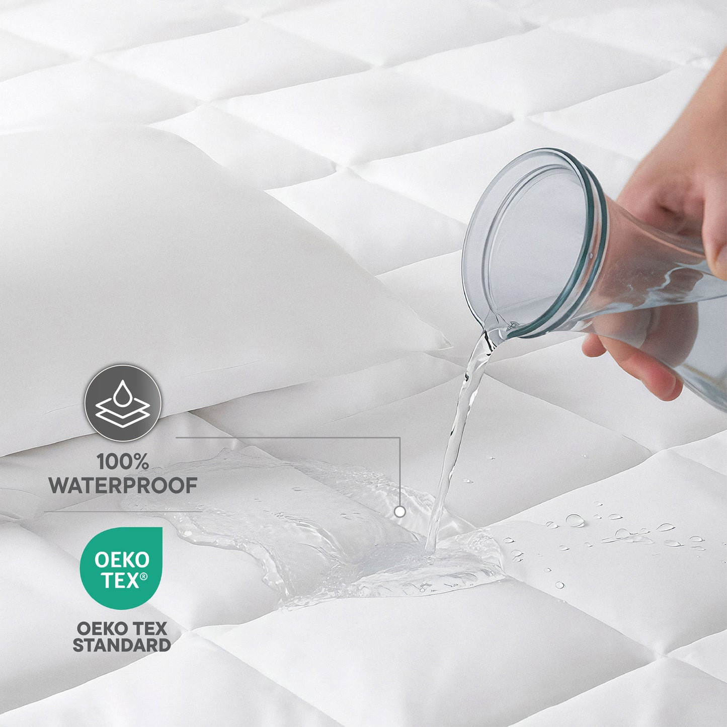 Viora Cotton Poly Queen Mattress Protector, 220 TC, Solid, White