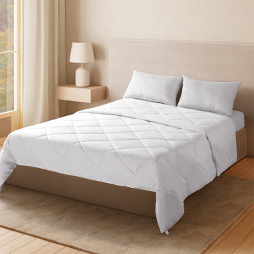 Arden 100% Cotton Double Quilt, 220 TC, Solid, White
