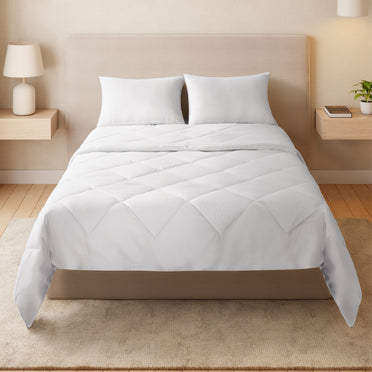 Arden 100% Cotton Double Quilt, 220 TC, Solid, White