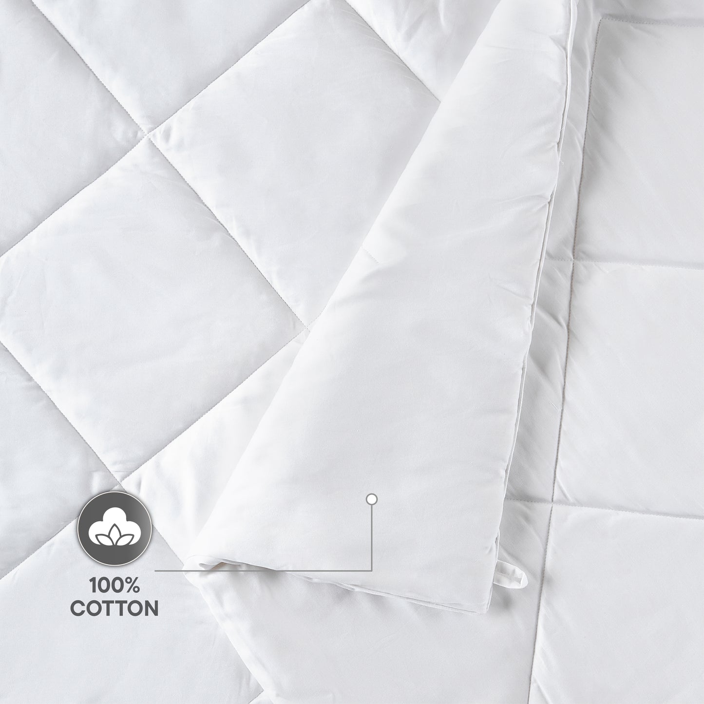 Arden 100% Cotton Double Quilt, 220 TC, Solid, White