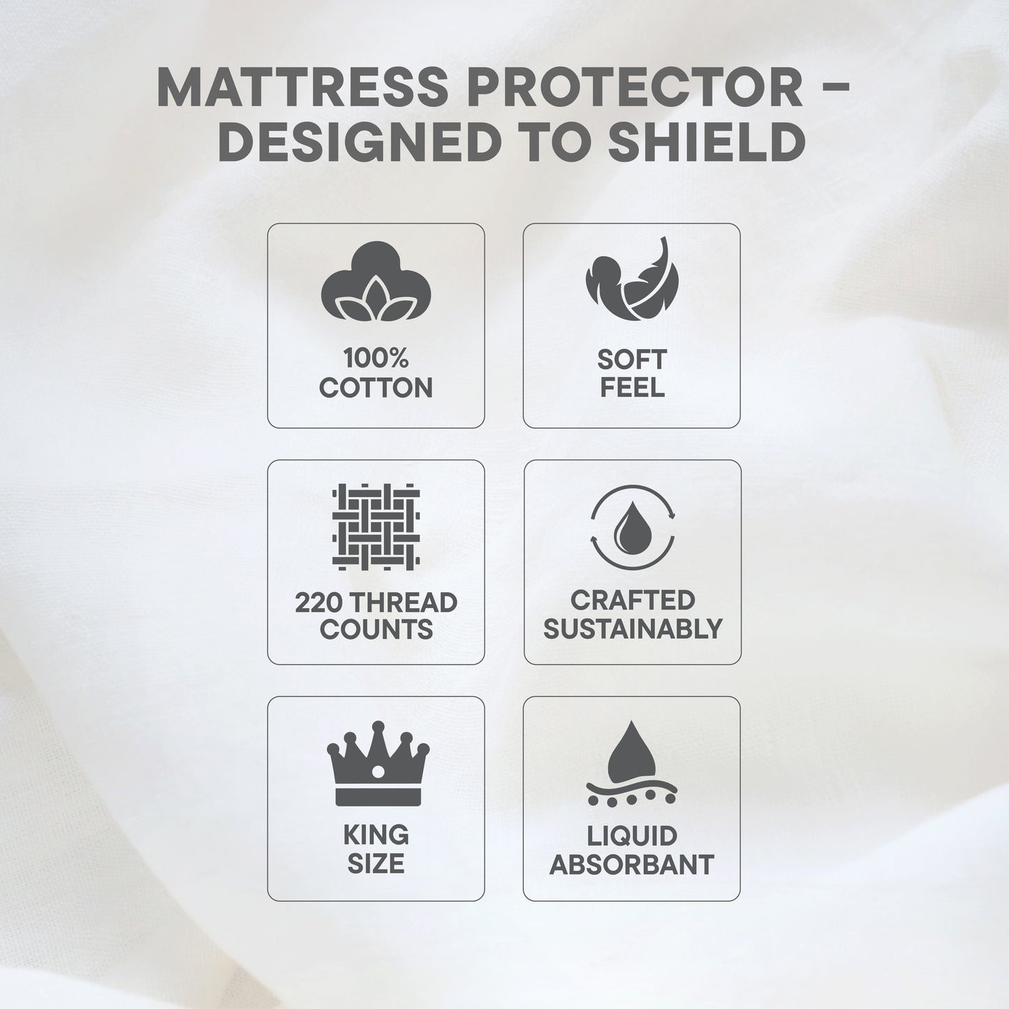 Arden 100% Cotton King Mattress Protector, 220 TC, Solid, White