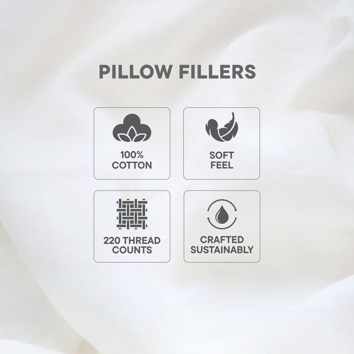 Arden 100% Cotton Pillow, 220 TC, Solid, White