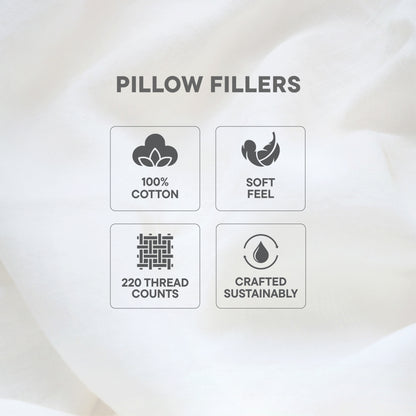 Arden 100% Cotton Pillow, 220 TC, Solid, White