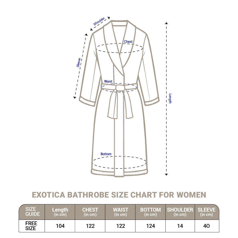 Exotica 100% Cotton Bath Robe, 350 GSM, Solid, White
