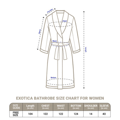 Exotica 100% Cotton Bath Robe, 350 GSM, Solid, White