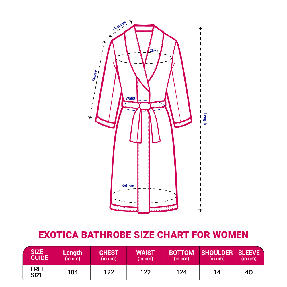 Exotica 100% Cotton Medium Bath Robe, 350 GSM, Solid, Dark Red