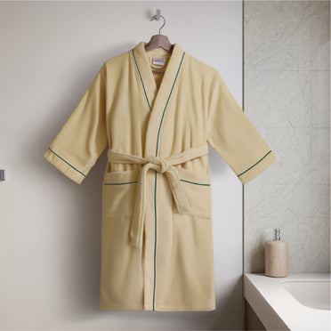 Exotica 100% Cotton Bath Robe, 350 GSM, Solid, Light Brown