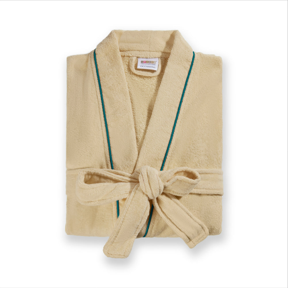 Exotica 100% Cotton Bath Robe, 350 GSM, Solid, Light Brown