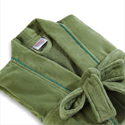 Exotica 100% Cotton Medium Bath Robe, 350 GSM, Solid, Dark Green