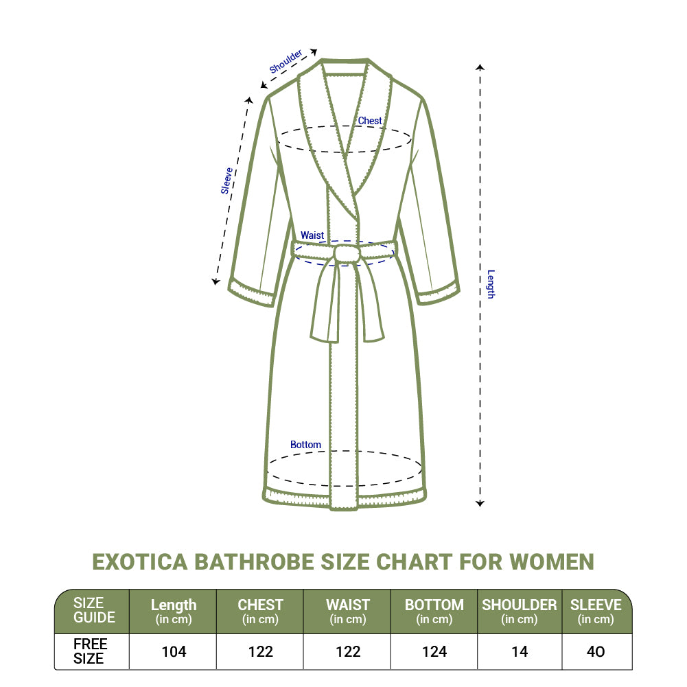 Exotica 100% Cotton Medium Bath Robe, 350 GSM, Solid, Dark Green