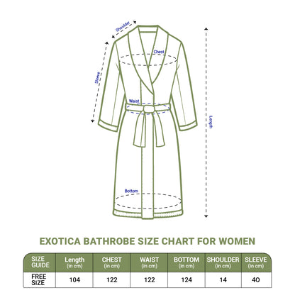 Exotica 100% Cotton Medium Bath Robe, 350 GSM, Solid, Dark Green