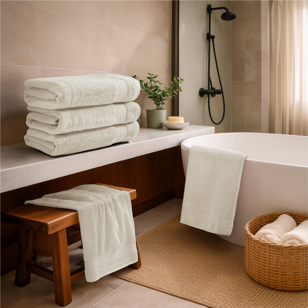 Organic Organic Cotton Bath Towel, 640 GSM, Solid, Cream