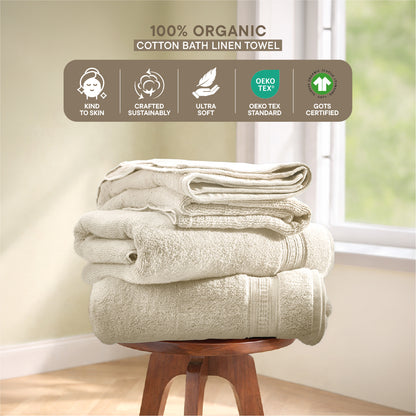 Organic Organic Cotton Bath Towel, 640 GSM, Solid, Cream