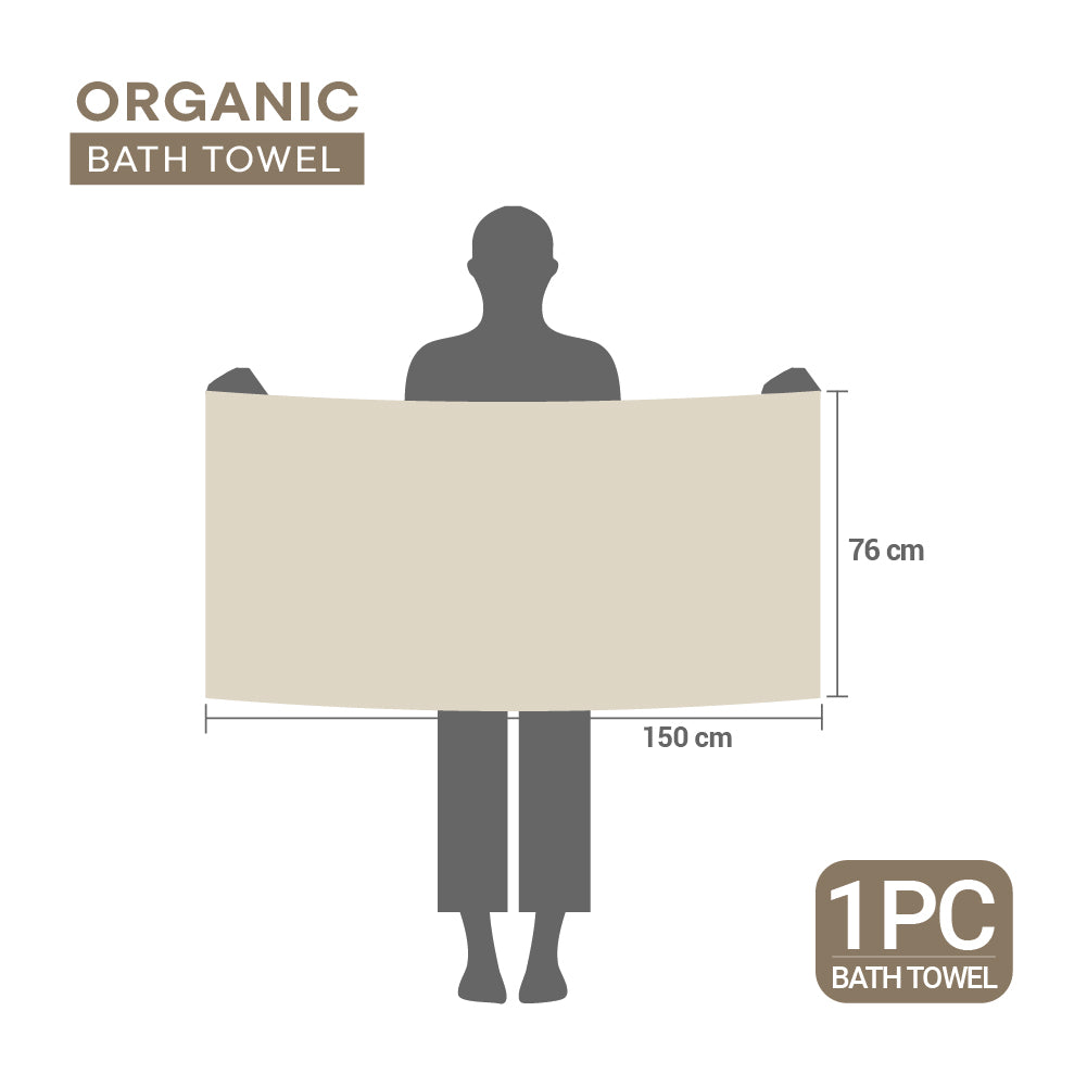 Organic Organic Cotton Bath Towel, 640 GSM, Solid, Cream