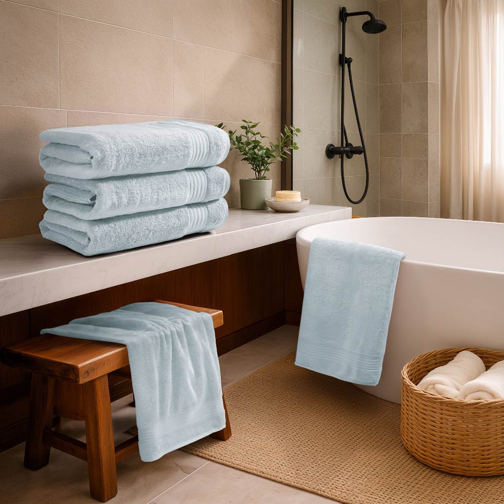 Organic Organic Cotton Bath Towel, 640 GSM, Solid, Light Blue