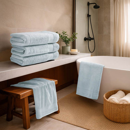 Organic Organic Cotton Bath Towel, 640 GSM, Solid, Light Blue