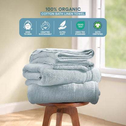 Organic Organic Cotton Bath Towel, 640 GSM, Solid, Light Blue