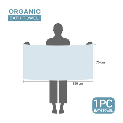Organic Organic Cotton Bath Towel, 640 GSM, Solid, Light Blue
