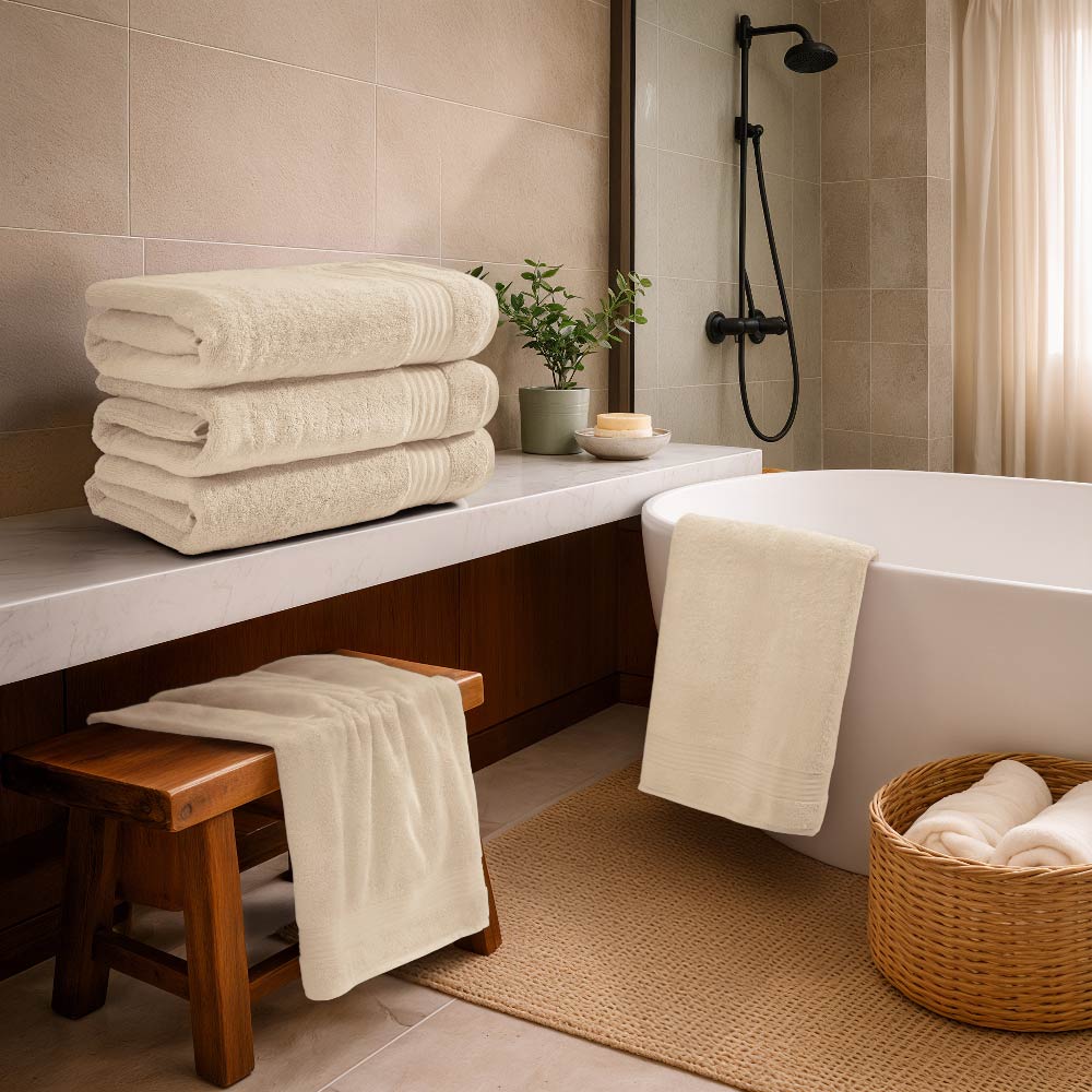 Organic Organic Cotton Bath Towel, 640 GSM, Solid, Beige