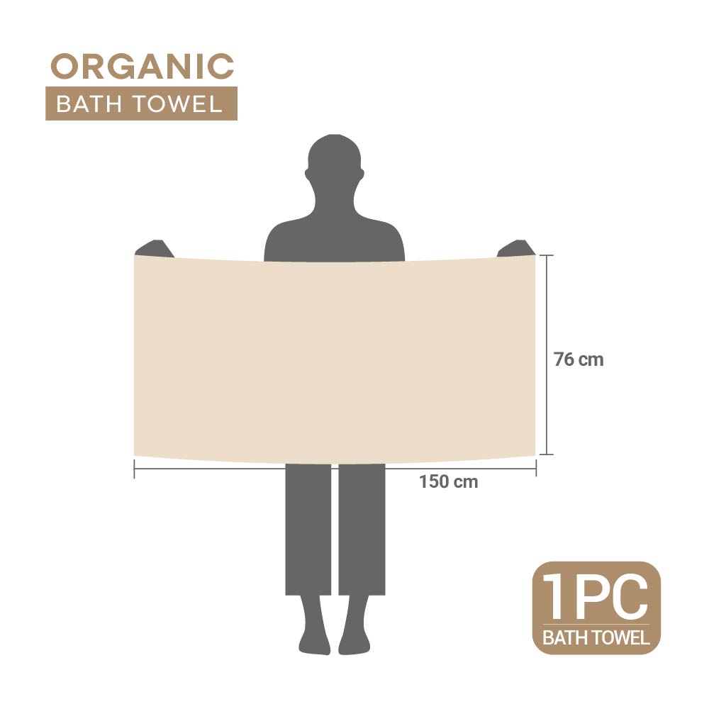 Organic Organic Cotton Bath Towel, 640 GSM, Solid, Beige