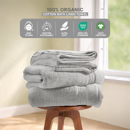 Organic Organic Cotton Bath Towel, 640 GSM, Solid, Blue