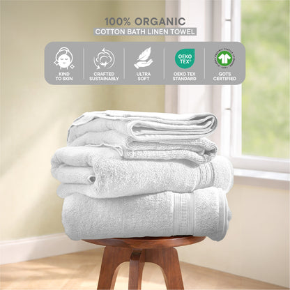 Organic Organic Cotton Bath Towel, 640 GSM, Solid, White
